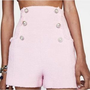 Zara Tweed Pink High Waisted Shorts